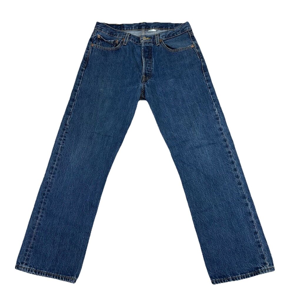 Levis 501 Jeans Mens 33x30 Blue Straight Button Fly American Dark Wash Denim